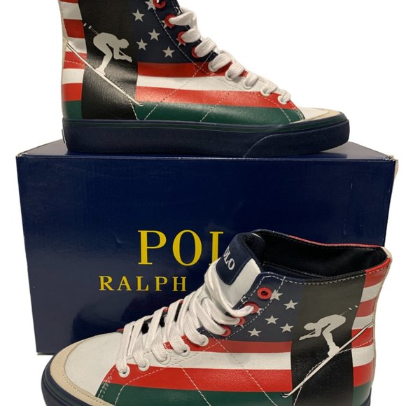 Polo Ralph Lauren Men's Solomon Flag-Print Sneakers Multicolor - Picture 2 of 9